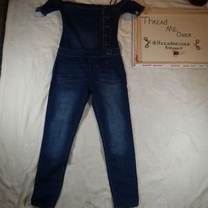 VIP Denim Cold Shoulder Romper - Size 9/10